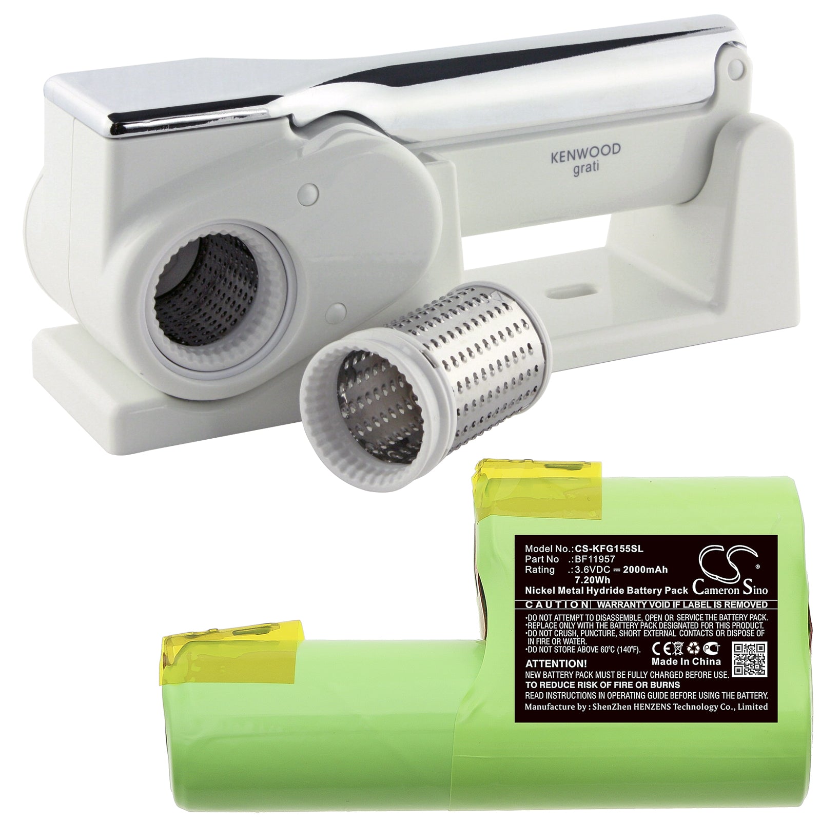 Ni-MH Battery fits Kenwood, Grati Fg155 3.6V, 2000mAh Kitchenware Cameron Sino Technology Limited