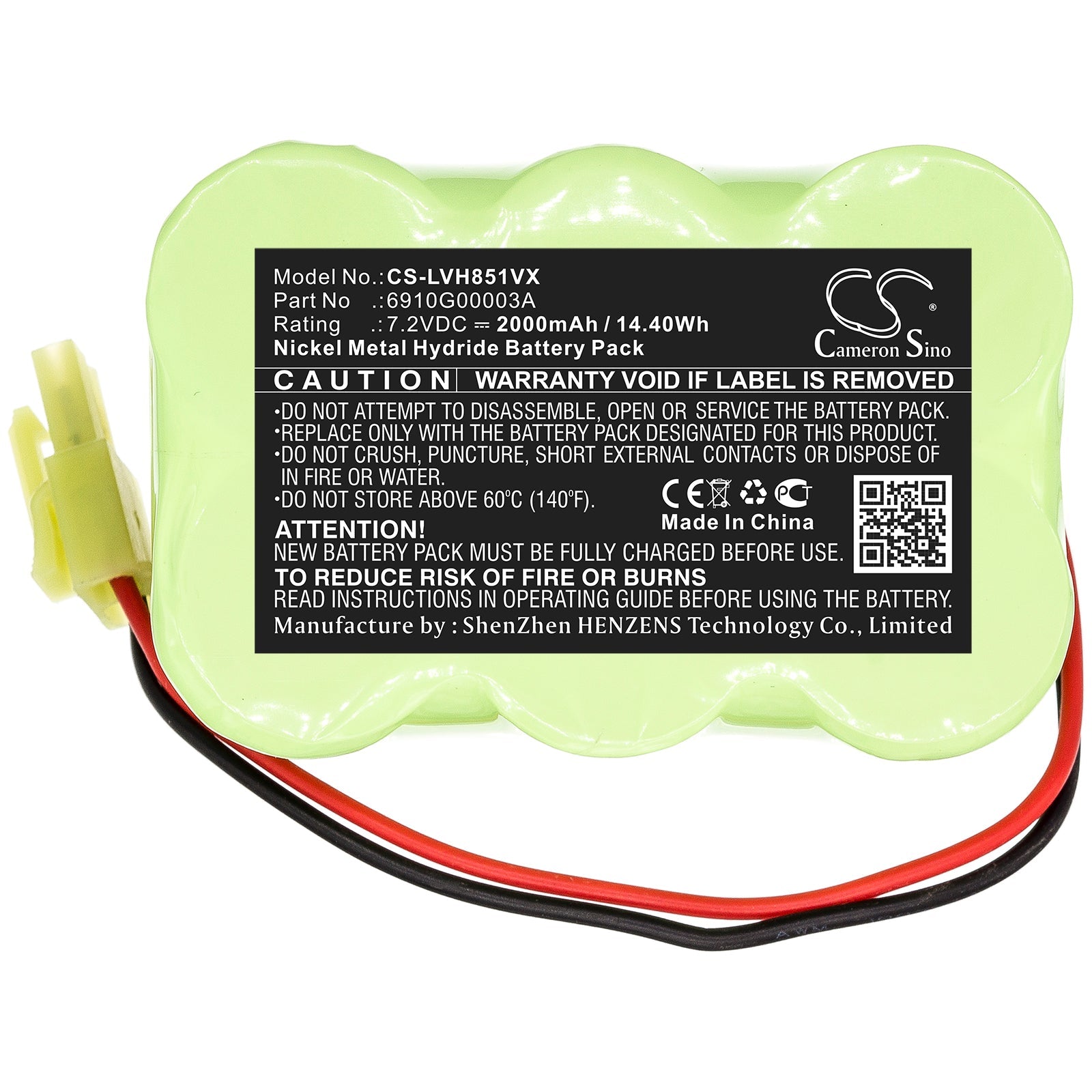 Ni-MH Battery fits Lg, 6910g00003a 7.2V, 2000mAh Vacuum Cameron Sino Technology Limited
