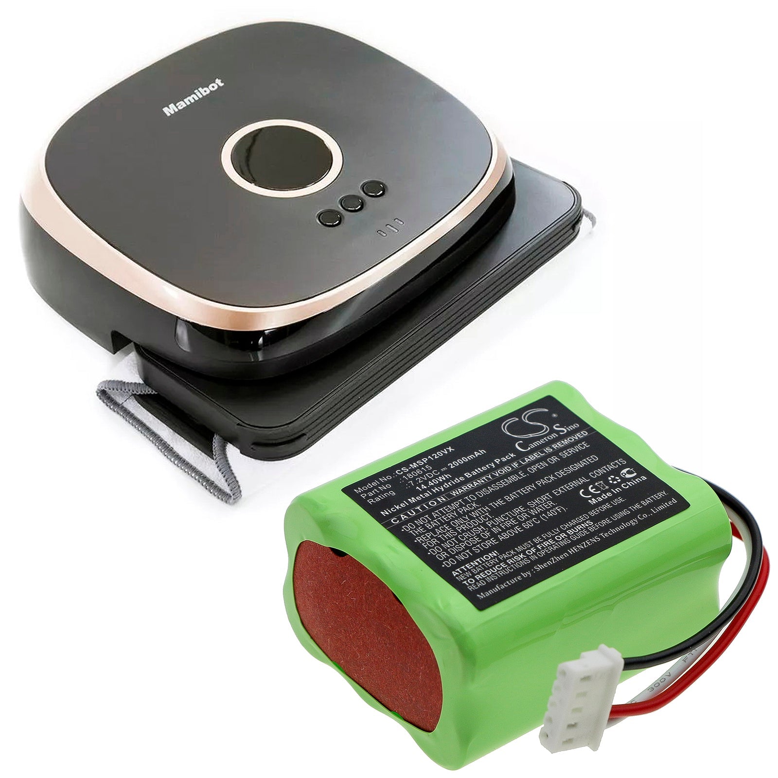 Ni-MH Battery fits Mamibot, 180615 7.2V, 2000mAh Vacuum Cameron Sino Technology Limited