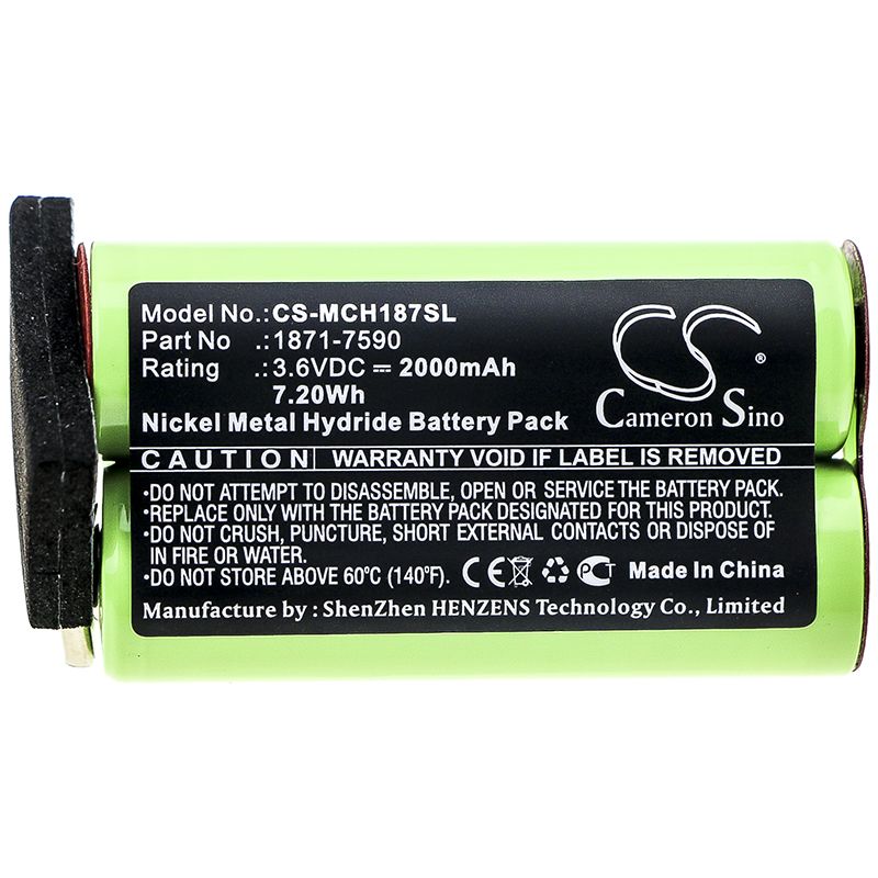 Ni-MH Battery fits Moser, Chromstyle 1871, Super Cordless 1872 Clipper 3.6V, 2000mAh Shaver Cameron Sino Technology Limited