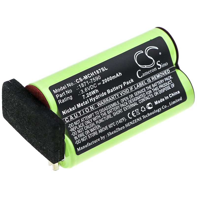 Ni-MH Battery fits Moser, Chromstyle 1871, Super Cordless 1872 Clipper 3.6V, 2000mAh Shaver Cameron Sino Technology Limited