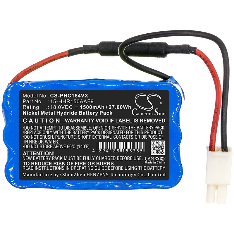 Ni-MH Battery fits Philips, Fc6164, Power Pro Fc6164/01 18.0V, 1500mAh Vacuum Cameron Sino Technology Limited