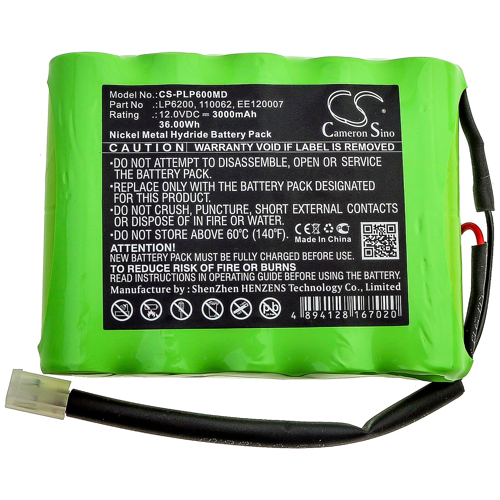 Ni-MH Battery fits Physio-control, 7 Defibrillator, Lifepak 6, Lifepak 6s 12.0V, 3000mAh Medical Cameron Sino Technology Limited