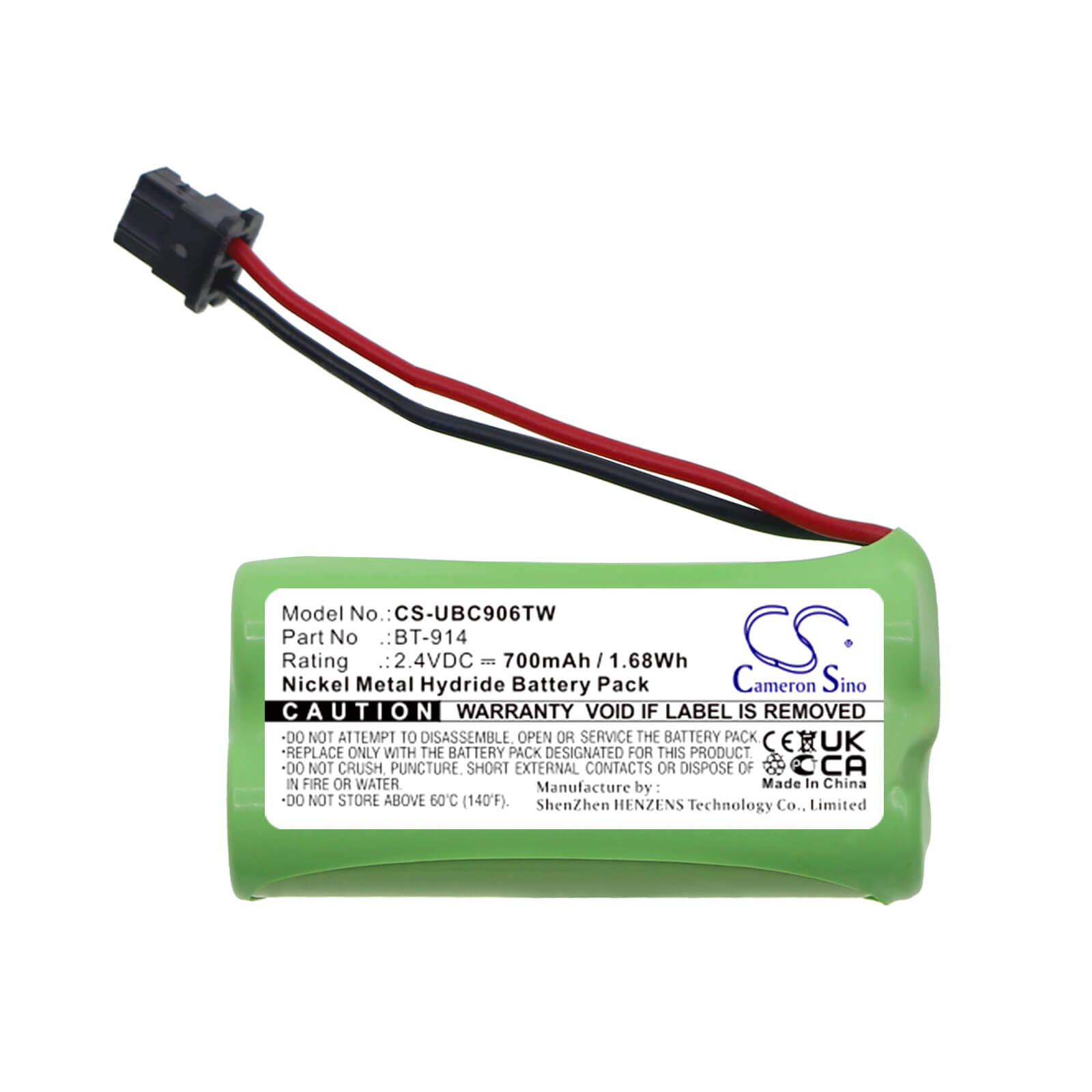 Ni-MH Battery fits President, Liberty Mic 2.4V, 700mAh / 1.68Wh Two-Way Radio Cameron Sino Technology Limited