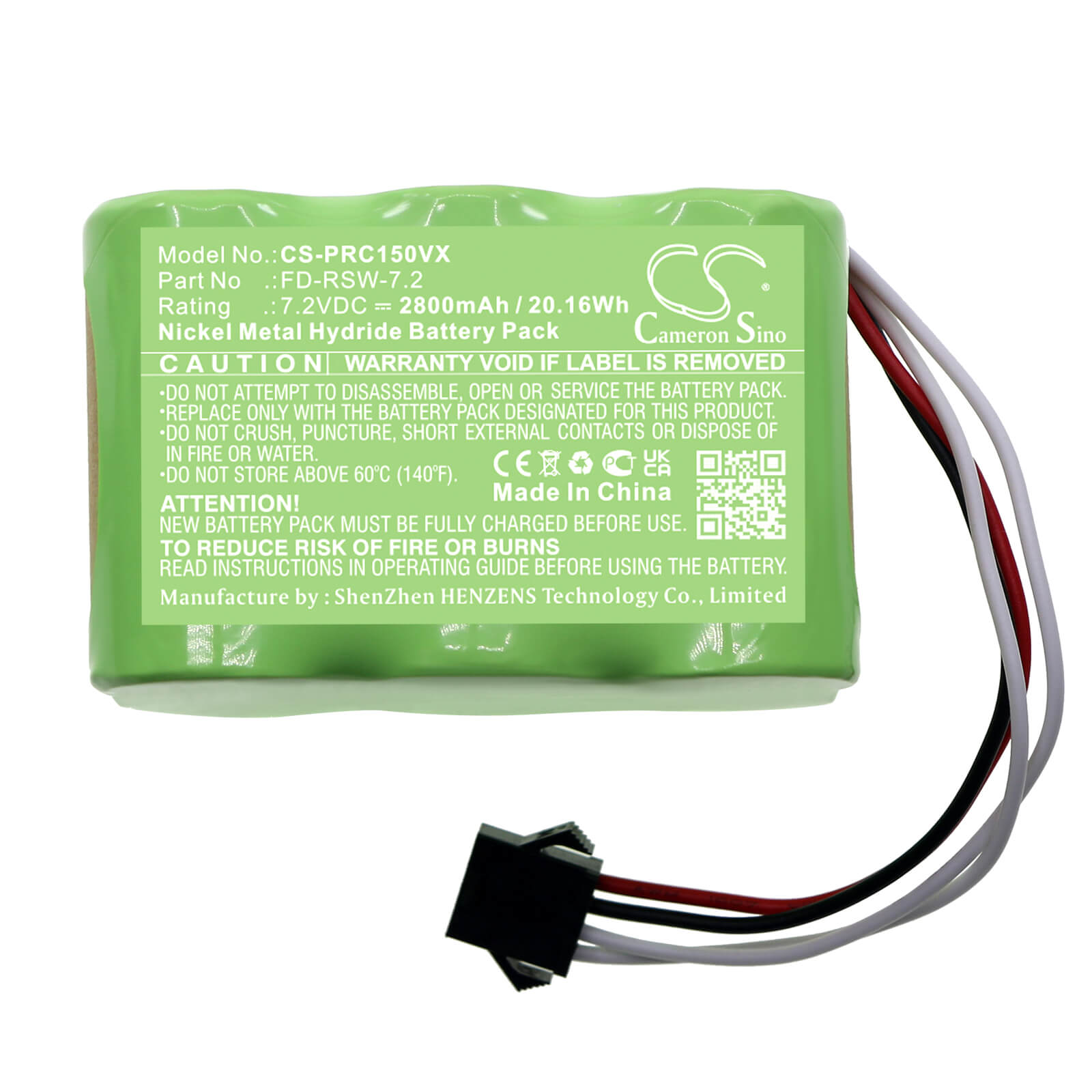 Ni-MH Battery fits Pyle, Pucrc15, Pucrc15bat 7.2V, 2800mAh / 20.16Wh Vacuum Cameron Sino Technology Limited