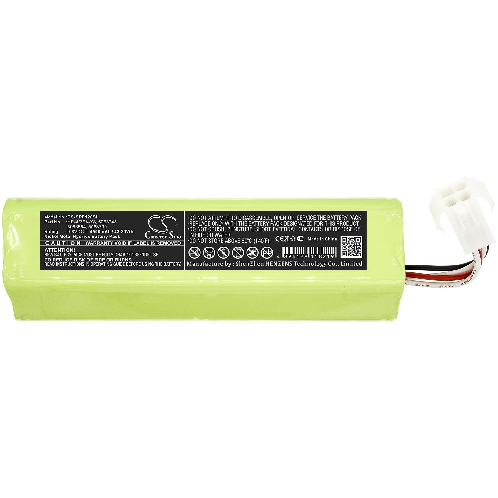 Ni-MH Battery fits Scott, 5063554, 5063748, 5063790, Hr-4/3fa-x8 9.6V, 4500mAh Equipment & Survey & Test Cameron Sino Technology Limited