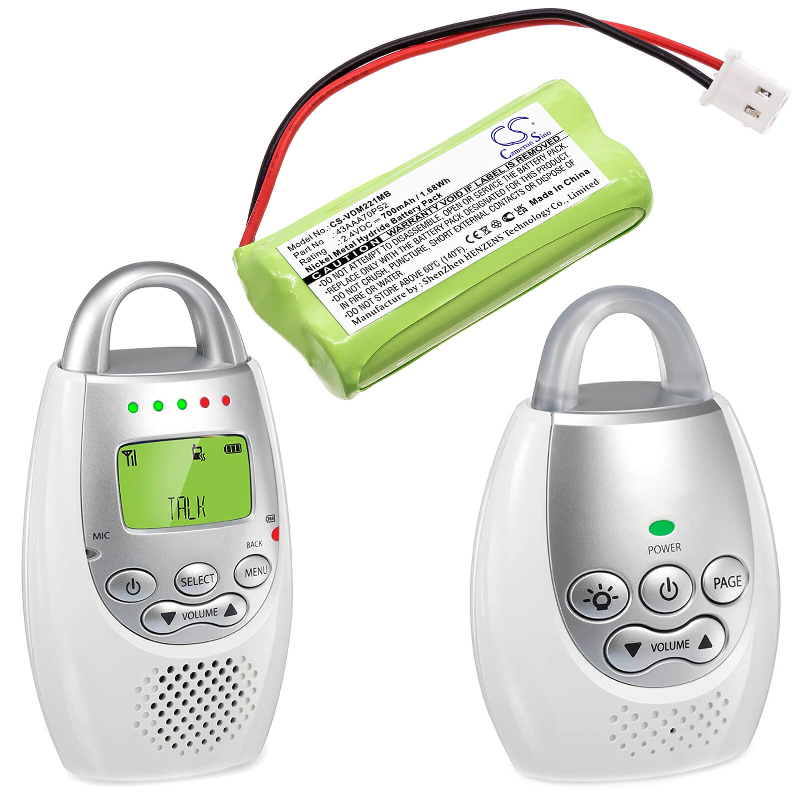 Ni-MH Battery fits Vtech, Digital Audio Monitor Dm221, Dm221 2.4V, 700mAh / 1.68Wh BabyPhone Cameron Sino Technology Limited