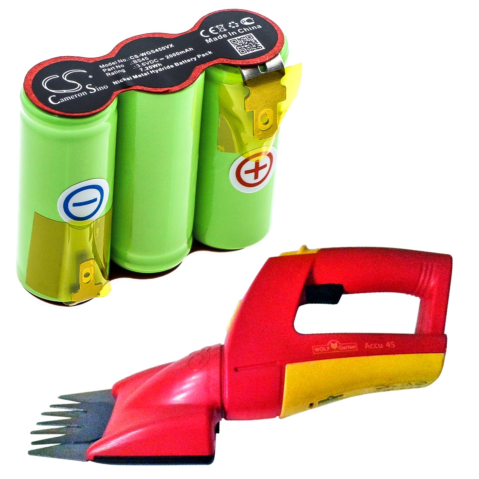 Ni-MH Battery fits Wolf Garten, Grass Shears Accu 45 Serie B-d, Rasenschere 3.6V, 2000mAh Gardening Tools Cameron Sino Technology Limited