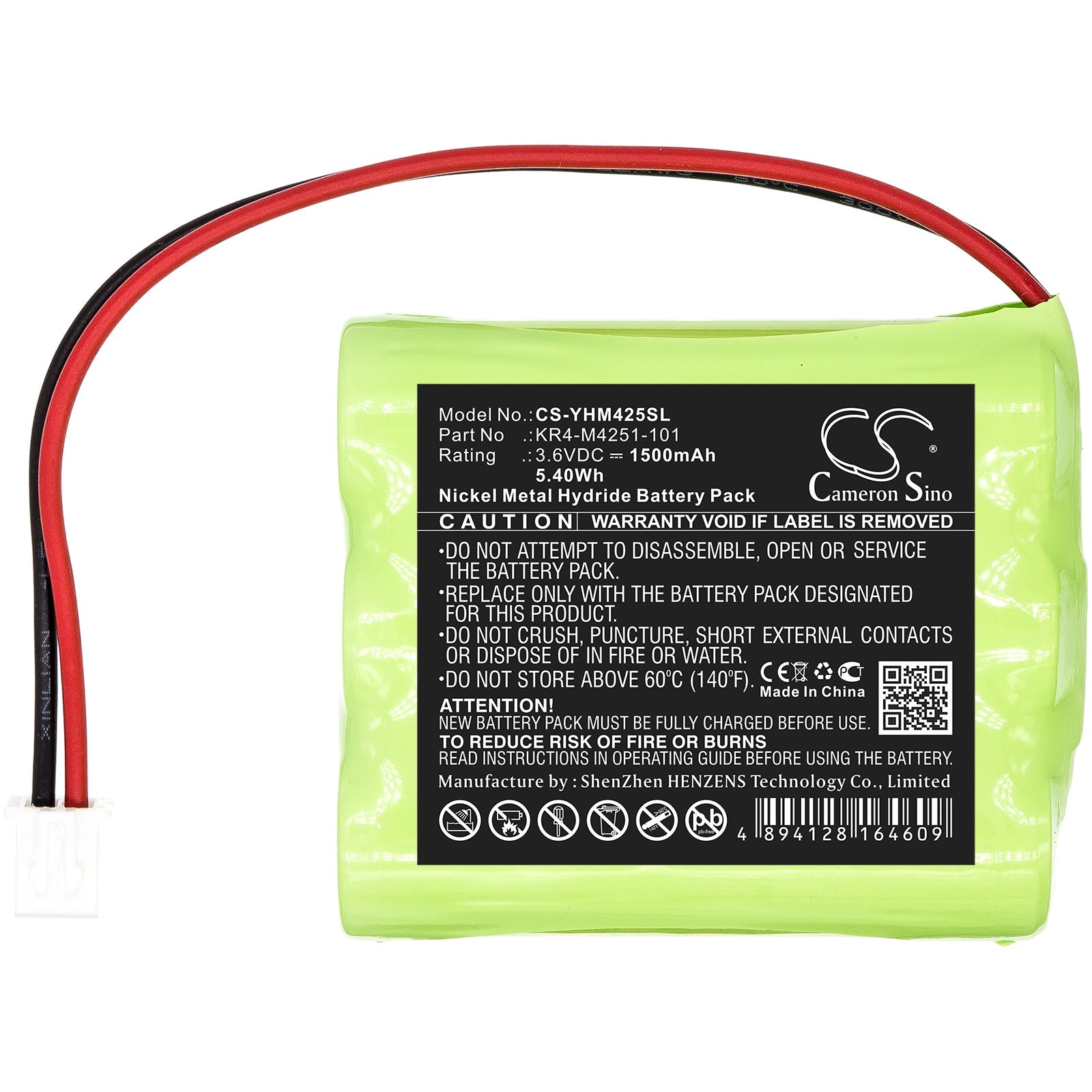 Ni-MH Battery fits Yamaha, Kr4-m4251-101 3.6V, 1500mAh PLC Cameron Sino Technology Limited