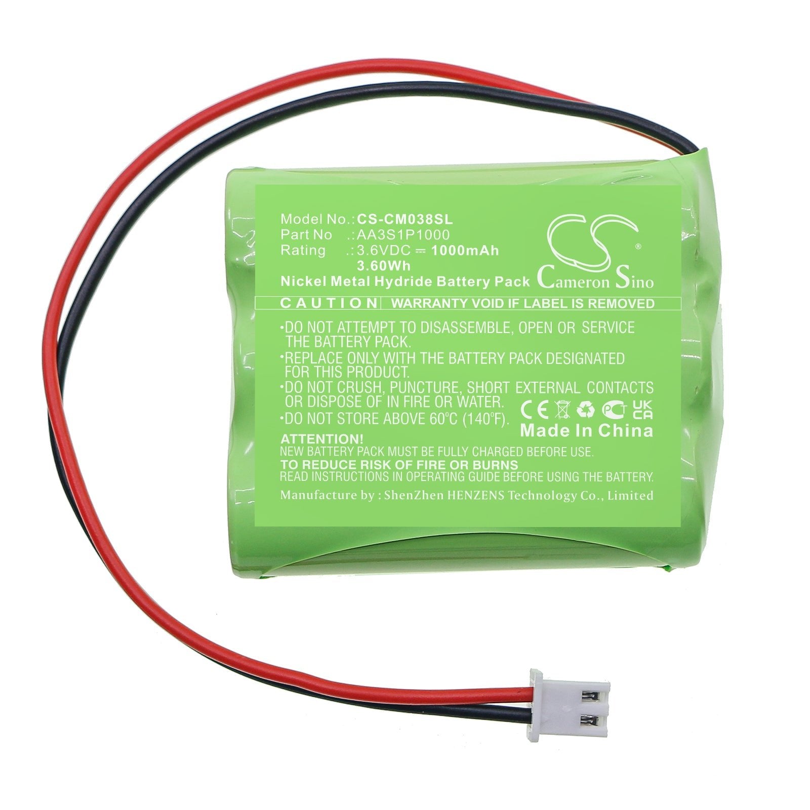 Ni-MH, Battery Pack Battery fits Custom Battery Packs, 3.6V, 1000mAh Battery Pack Cameron Sino Technology Limited