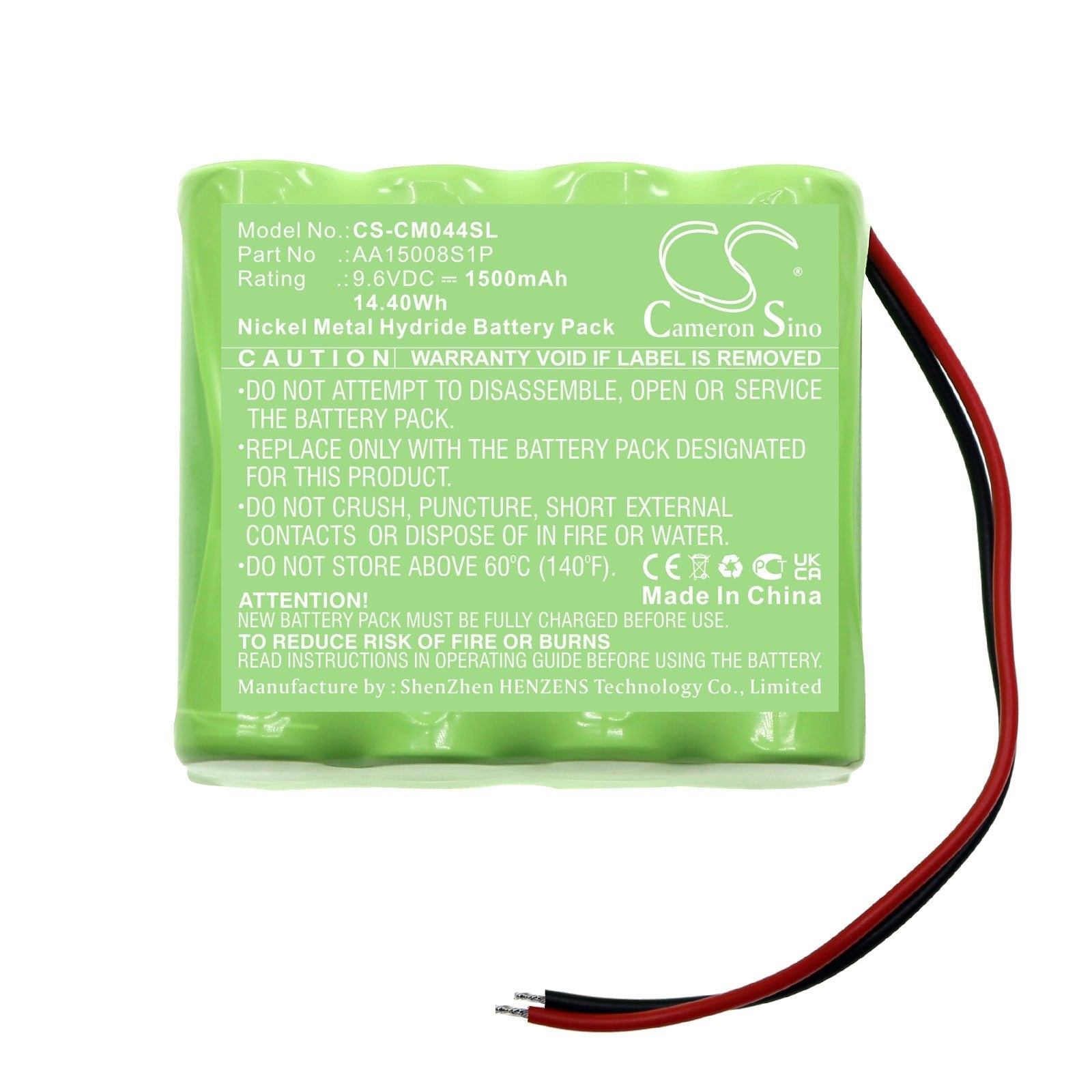 Ni-MH, Battery Pack Battery fits Custom Battery Packs, 9.6V, 1500mAh Battery Pack Cameron Sino Technology Limited