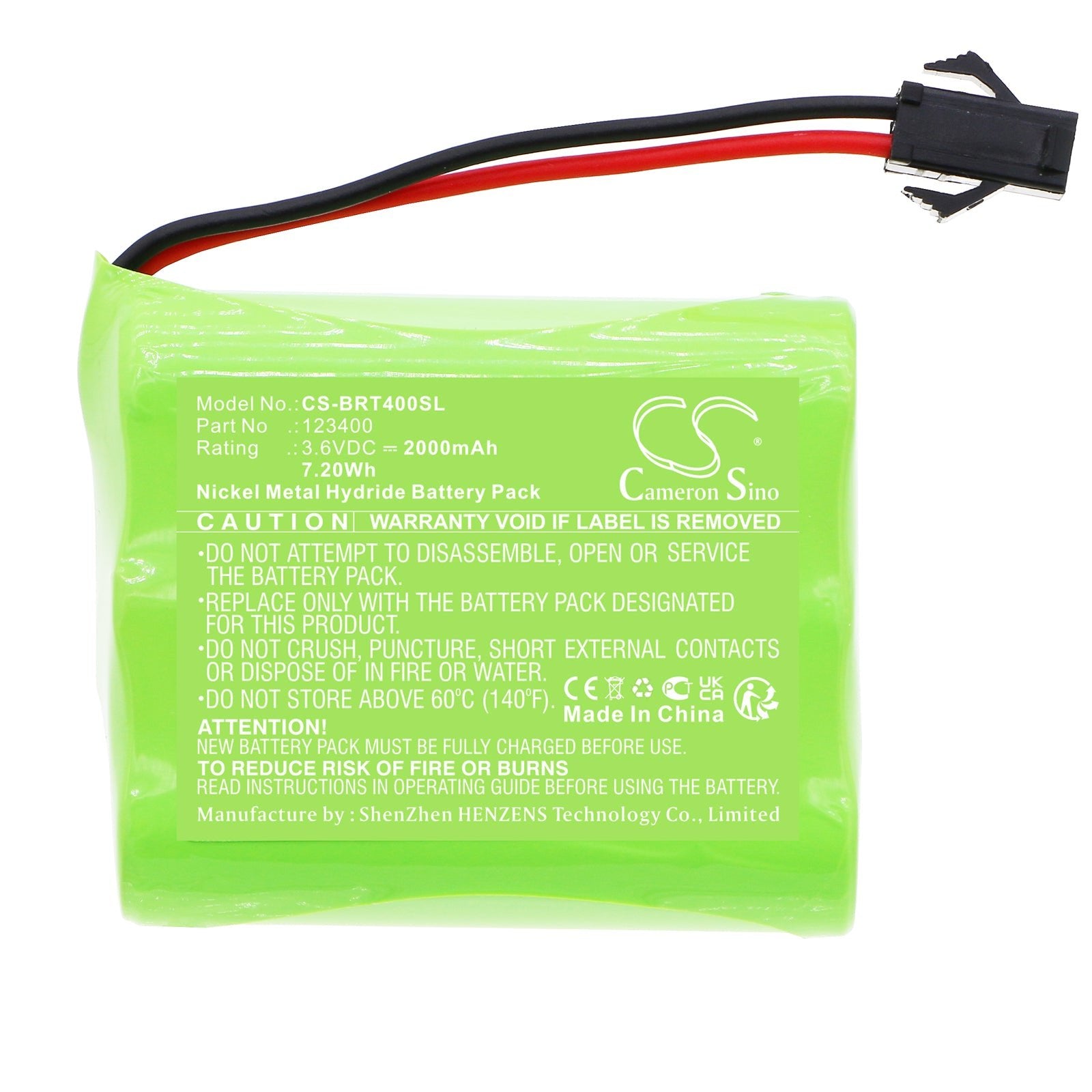 Ni-MH, Cosmetic Mirror Battery fits Bravat 413610, 413810, 3.6V, 2000mAh Cosmetic Mirror Cameron Sino Technology Limited