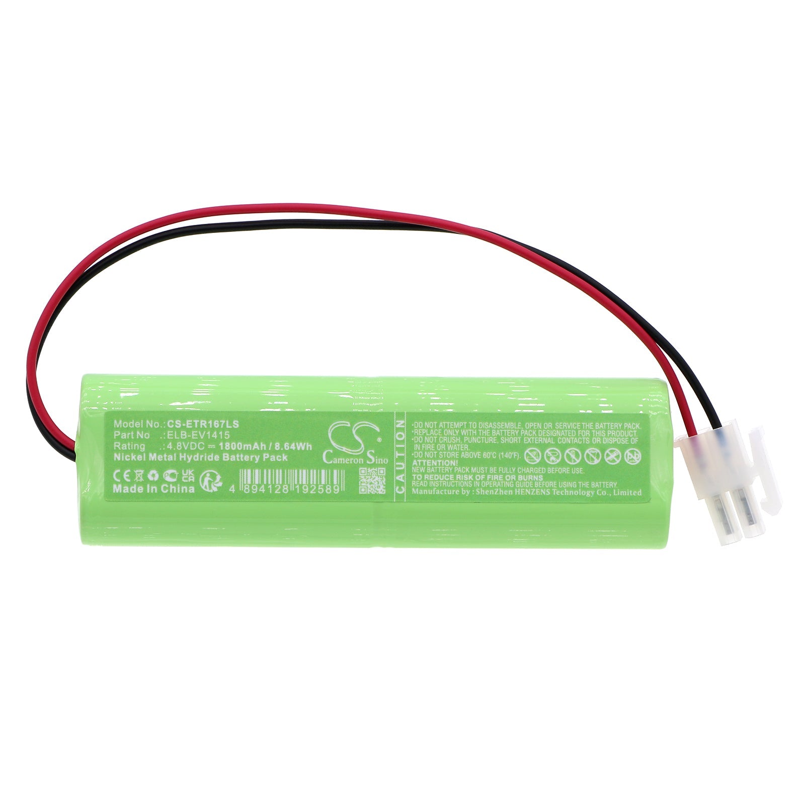 Ni-MH, Emergency Lighting Battery fits Ektor 1415, Ev1670, 4.8V, 1800mAh Emergency Lighting Cameron Sino Technology Limited