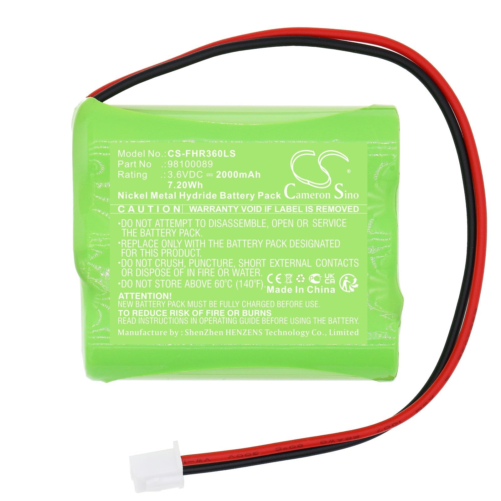 Ni-MH, Emergency Lighting Battery fits Fischer Ap-0360-0100-aa-nc-01, 3.6V, 2000mAh Emergency Lighting Cameron Sino Technology Limited