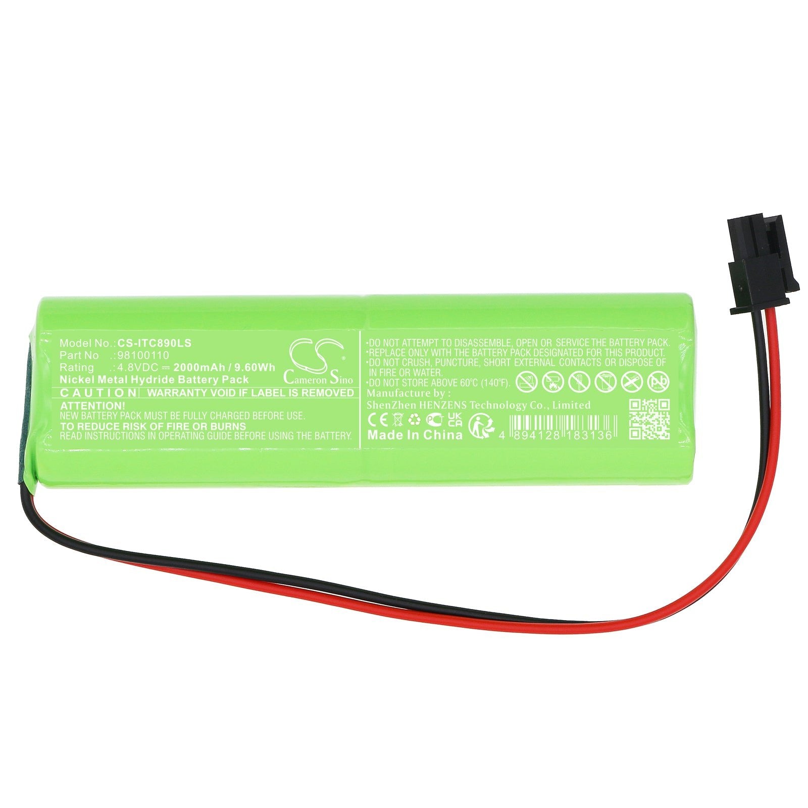 Ni-MH, Emergency Lighting Battery fits Inotec 890021, 4.8V, 2000mAh Emergency Lighting Cameron Sino Technology Limited
