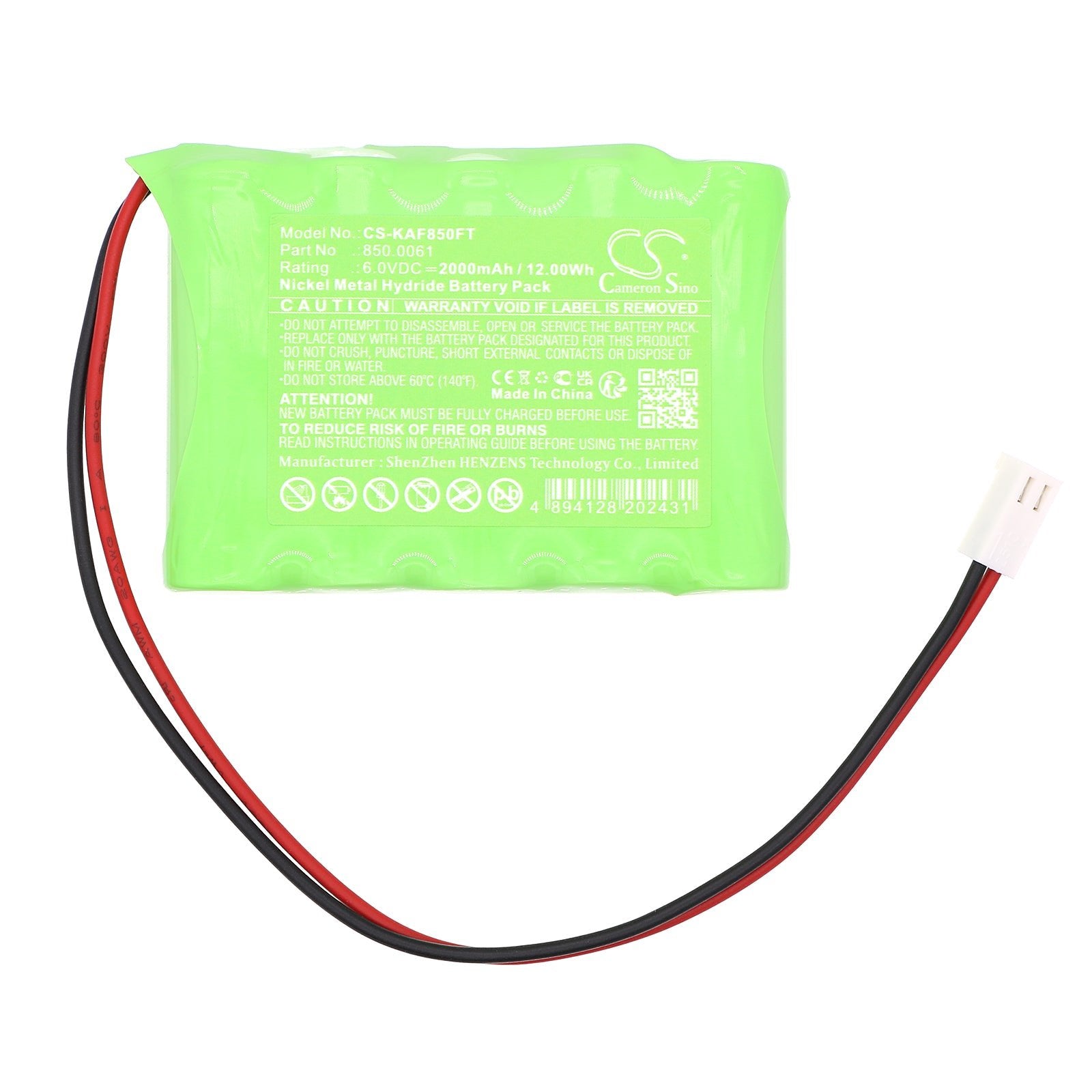 Ni-MH, Emergency Lighting Battery fits Kaufel 850.0061, 6.0V, 2000mAh Emergency Lighting Cameron Sino Technology Limited