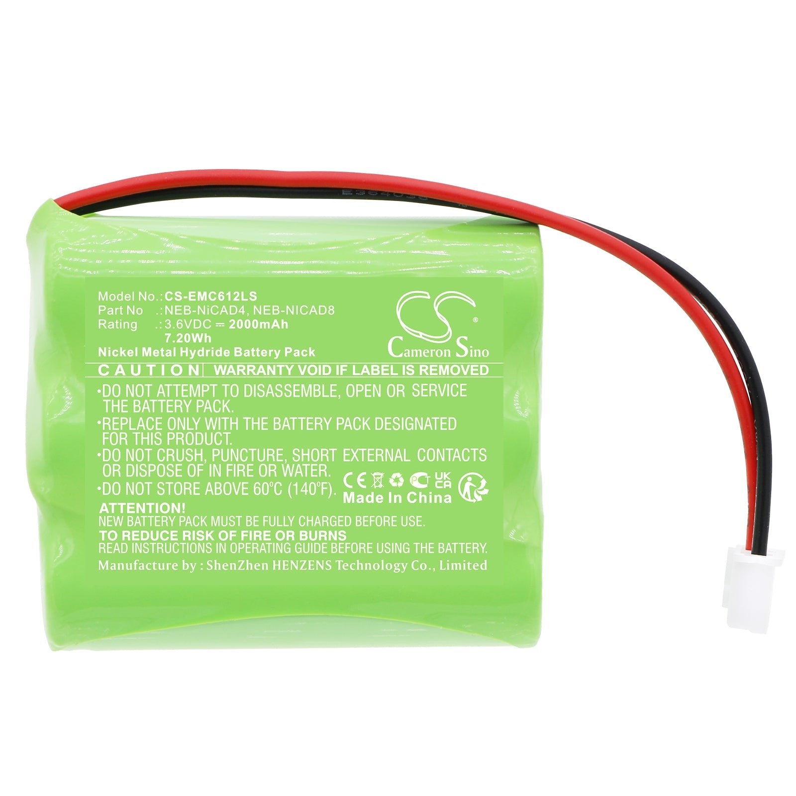 Ni-MH, Emergency Lighting Battery fits Nora Lighting Ne-602led, Ne-612led, 3.6V, 2000mAh Emergency Lighting Cameron Sino Technology Limited