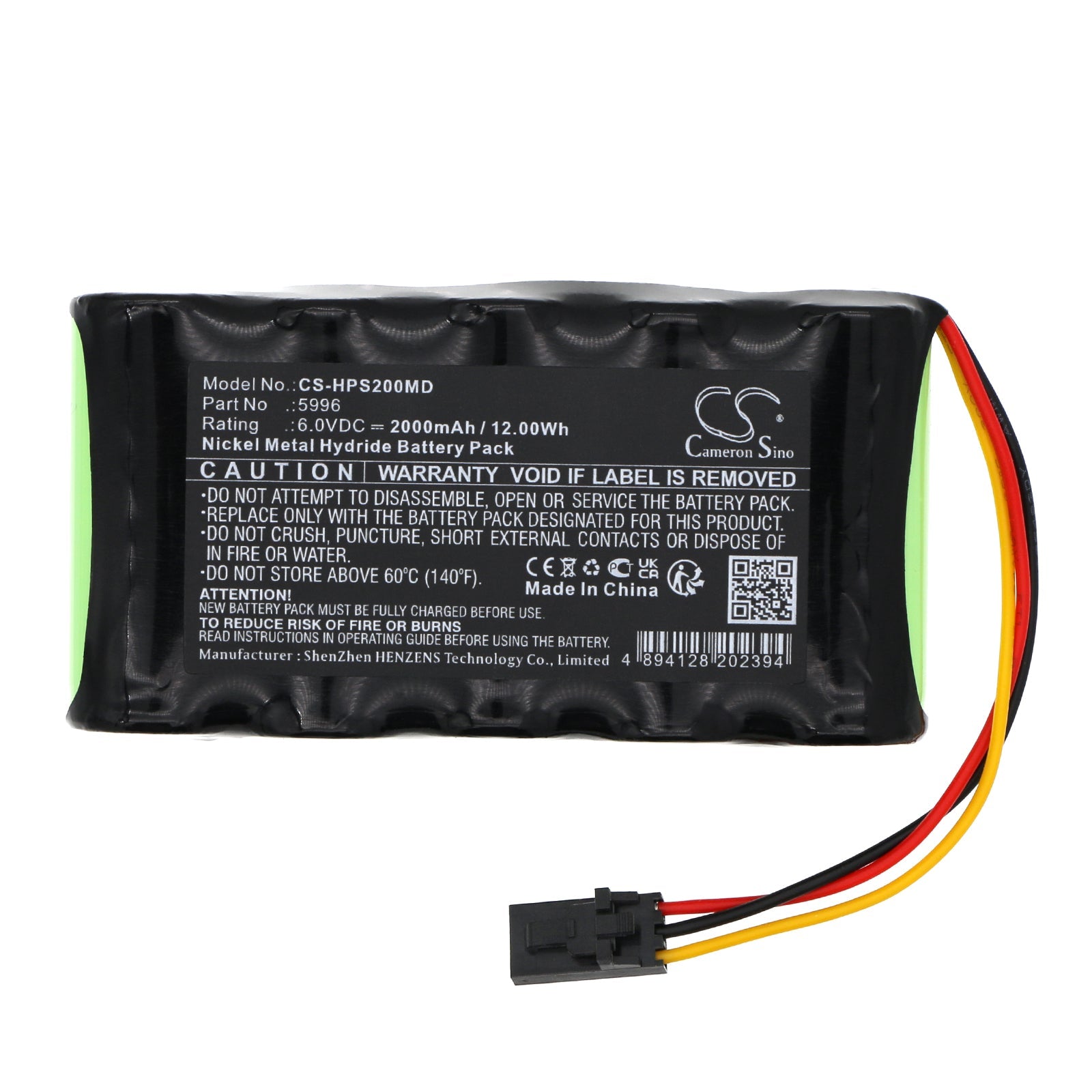 Ni-MH, Medical Battery fits Healthdyne Smart 2 Monitor, 6.0V, 2000mAh Medical Cameron Sino Technology Limited