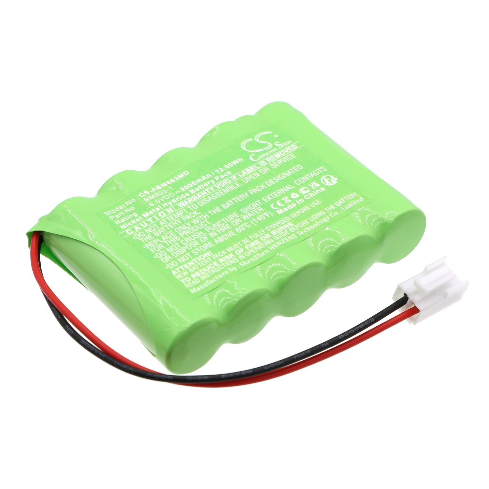 Ni-MH, Medical Battery fits New Age Emavit, Ionotens, 6.0V, 2000mAh Medical Cameron Sino Technology Limited