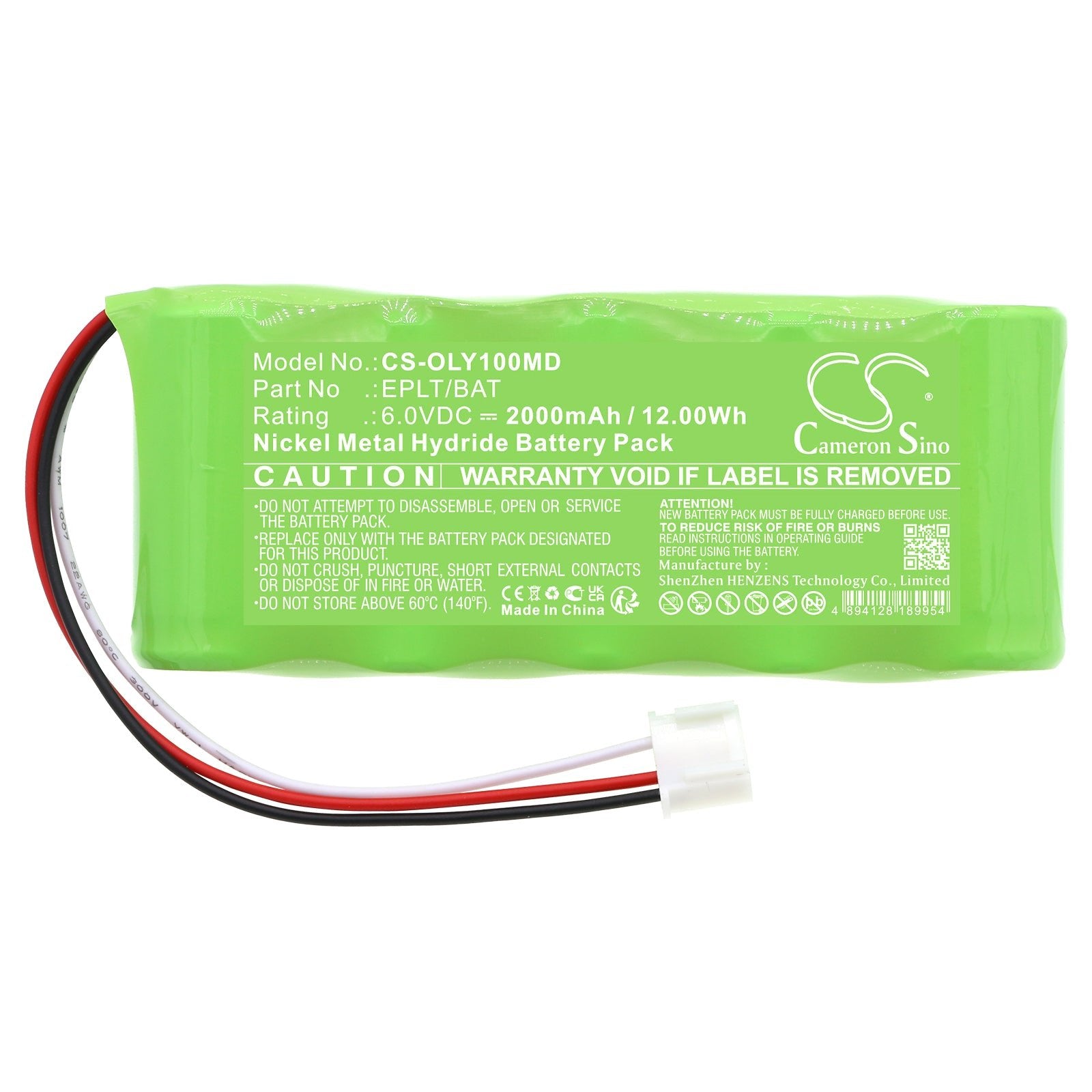 Ni-MH, Medical Battery fits Olympus Epoch Lt Ultrasonic Flaw Detec, 6.0V, 2000mAh Medical Cameron Sino Technology Limited
