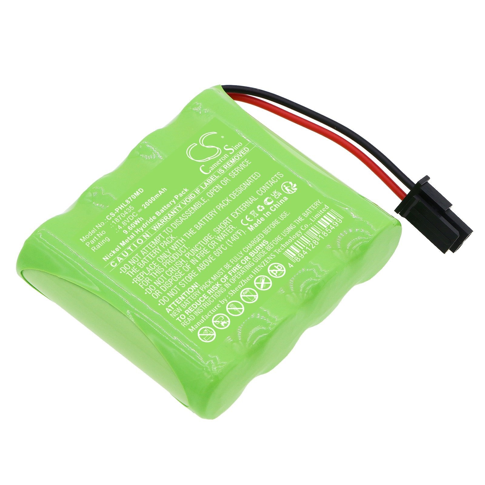 Ni-MH, Medical Battery fits Philips Gosafe Mobile Alert System, Lifeline Gosafe Mobile Alert S, 4.8V, 2000mAh Medical Cameron Sino Technology Limited
