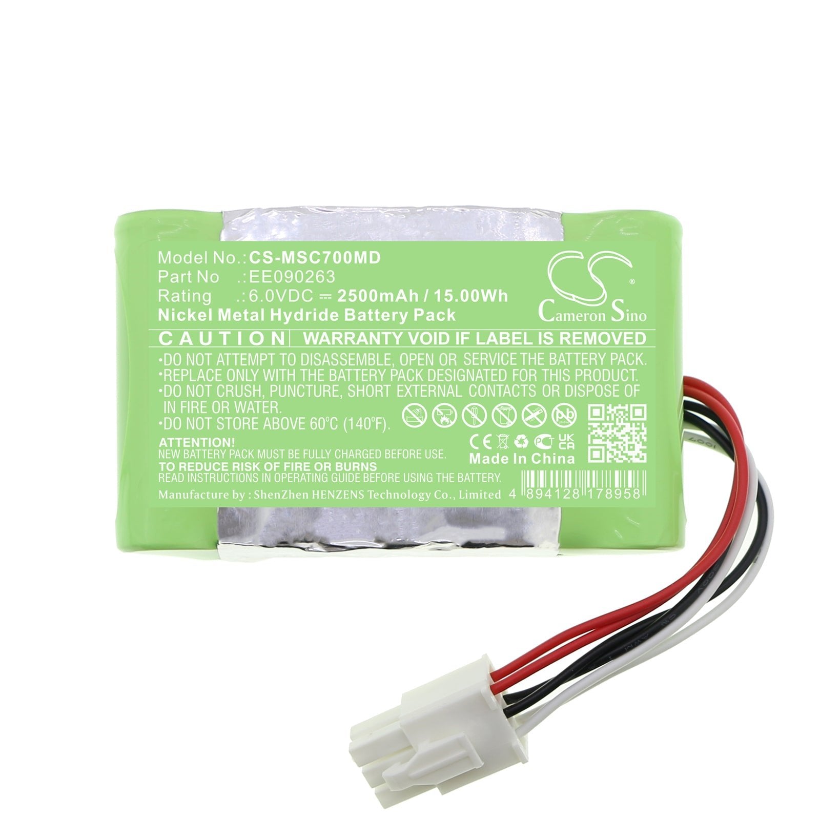 Ni-MH, Medical Battery fits Siemens Sc7000 Patient Monitor, Sc9000 Patient Monitor, 6.0V, 2500mAh Medical Cameron Sino Technology Limited