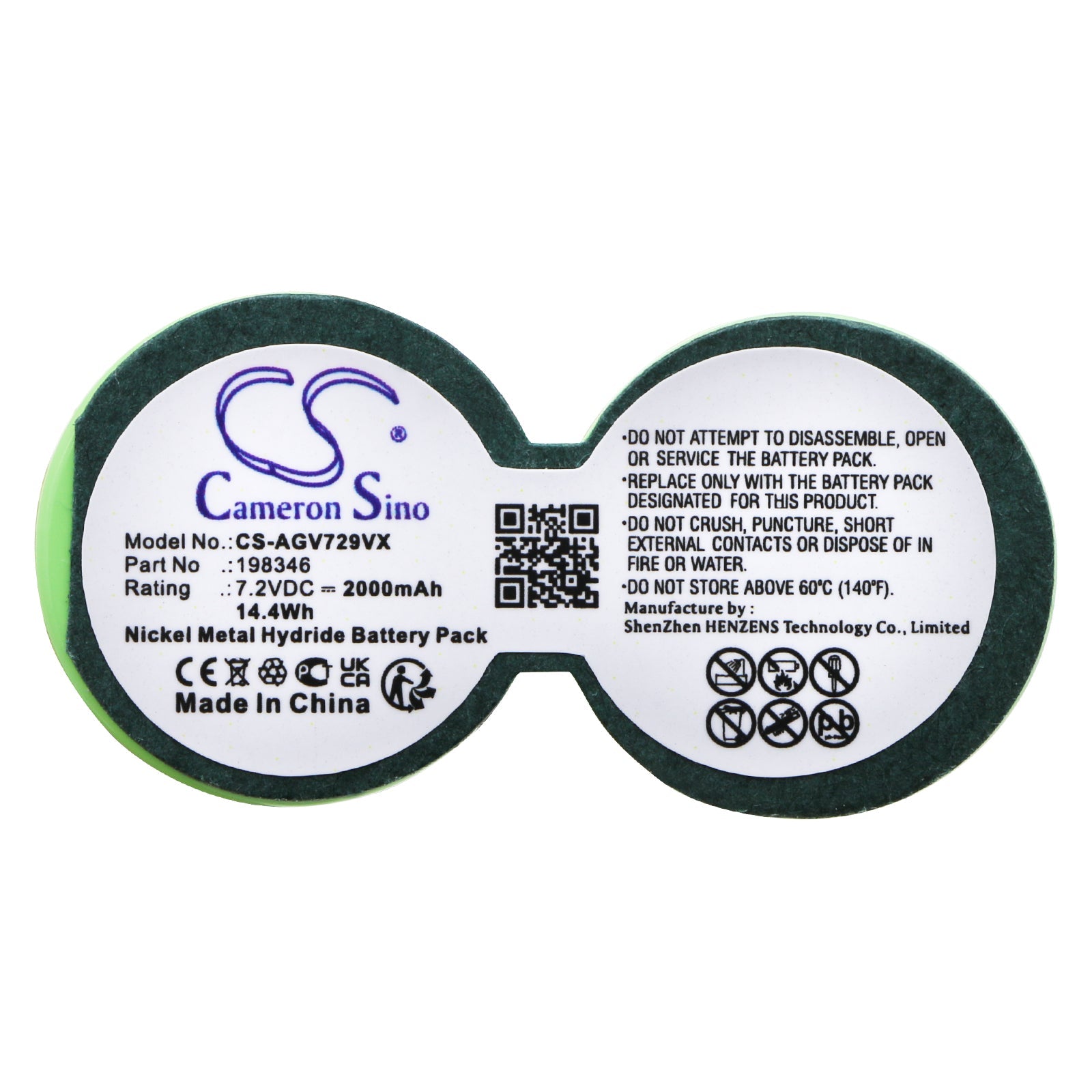 Ni-MH, Vacuum Battery fits Aeg Quigg Vc 72.09, 7.2V, 2000mAh Vacuum Cameron Sino Technology Limited