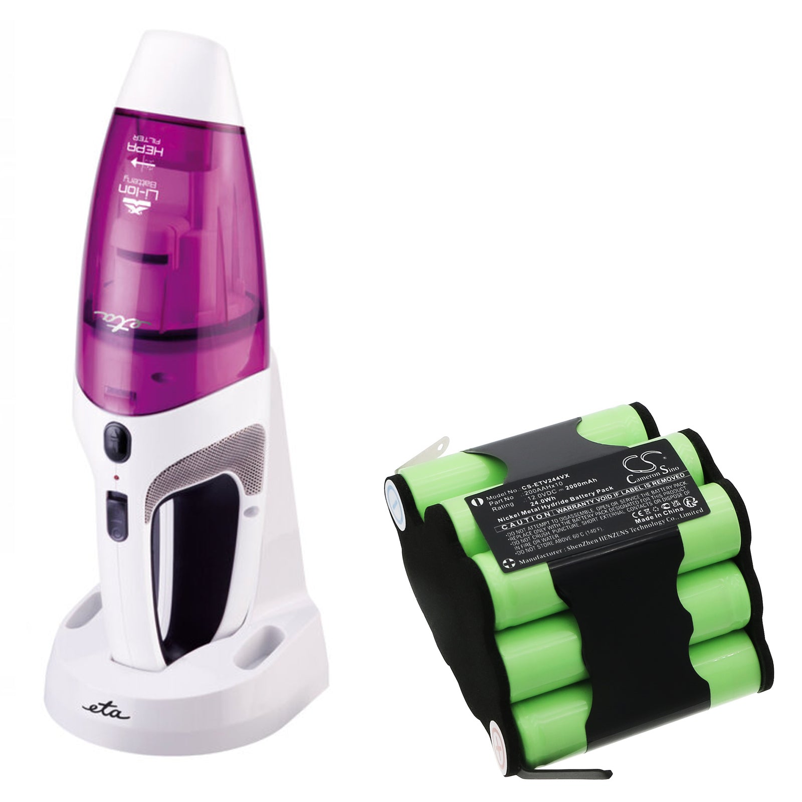 Ni-MH, Vacuum Battery fits Eta 2442 90000, 2442 90001, 12.0V, 2000mAh Vacuum Cameron Sino Technology Limited