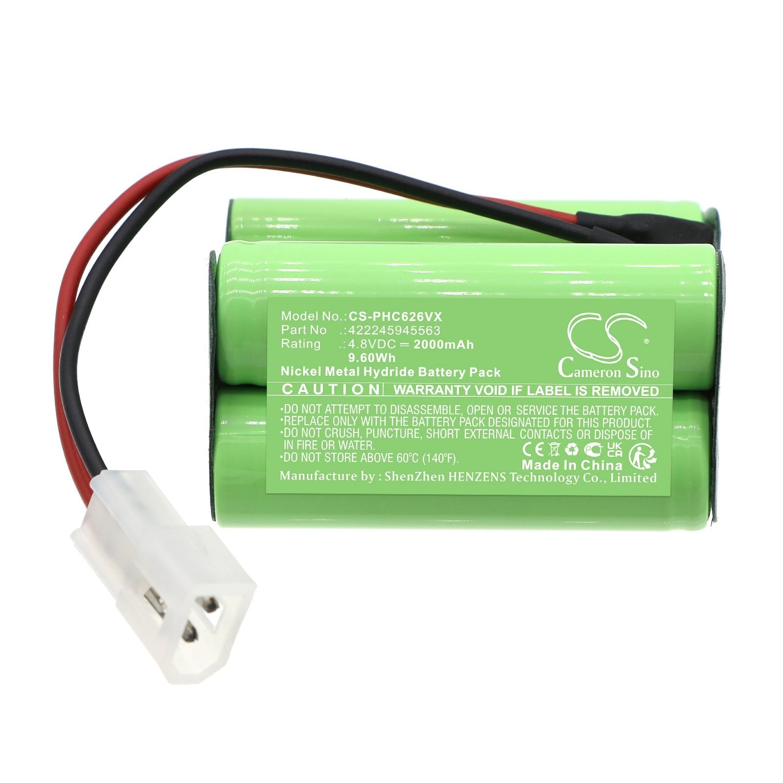 Ni-MH, Vacuum Battery fits Philips Fc6126/01, 4.8V, 2000mAh Vacuum Cameron Sino Technology Limited