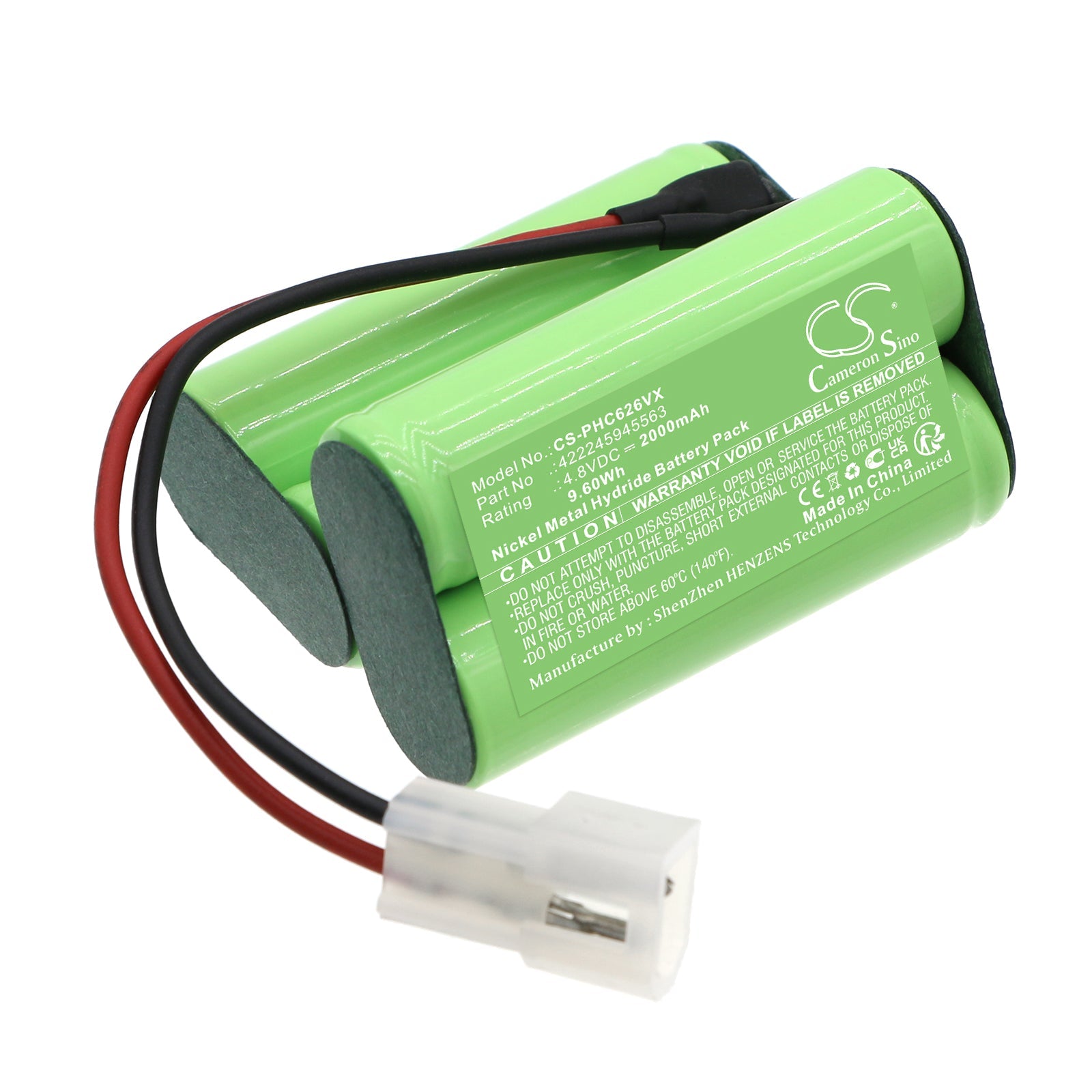 Ni-MH, Vacuum Battery fits Philips Fc6126/01, 4.8V, 2000mAh Vacuum Cameron Sino Technology Limited