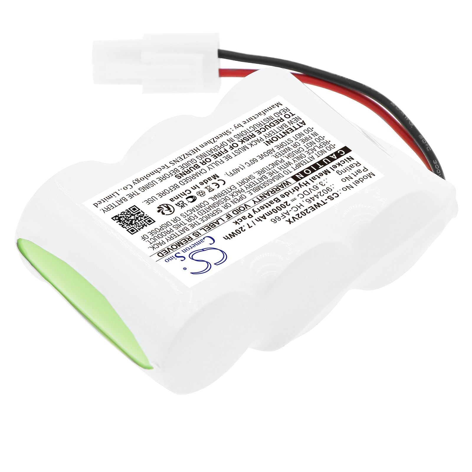 Ni-MH, Vacuum Battery fits Twinbird Hc-e202, Hc-e202w, 3.6V, 2000mAh Vacuum Cameron Sino Technology Limited