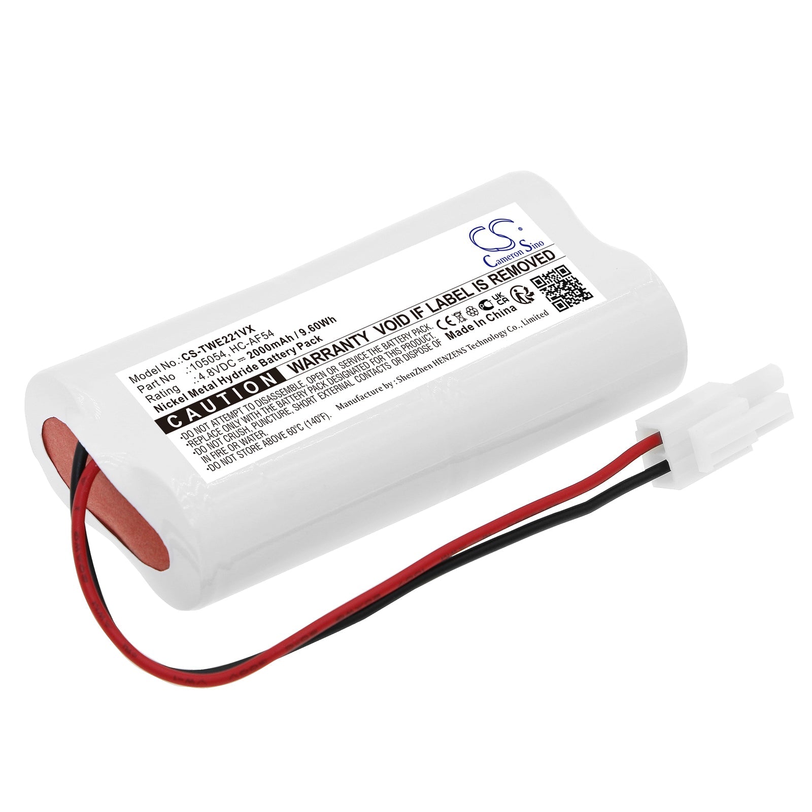 Ni-MH, Vacuum Battery fits Twinbird Hc-e221, Hc-e221bl, 4.8V, 2000mAh Vacuum Cameron Sino Technology Limited