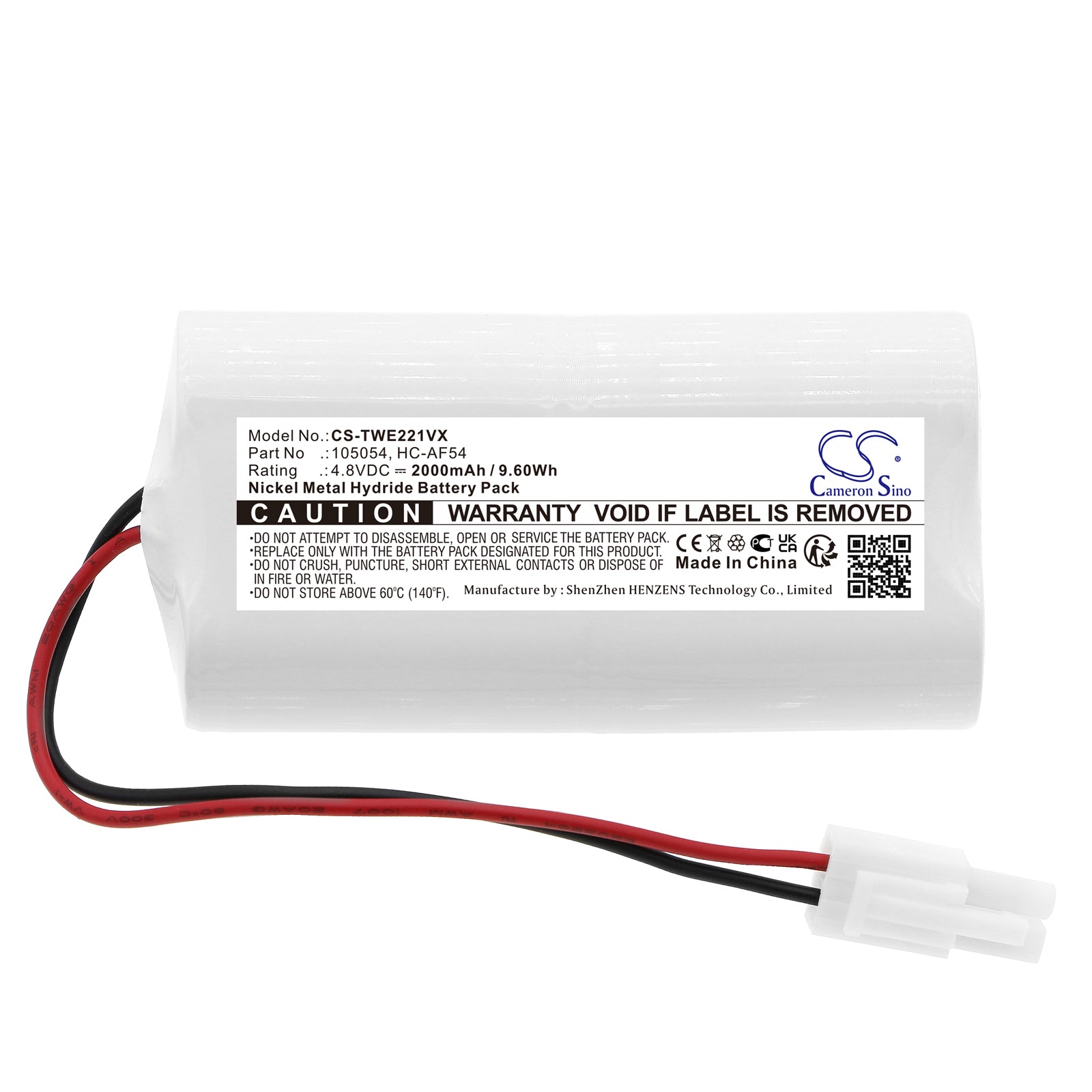 Ni-MH, Vacuum Battery fits Twinbird Hc-e221, Hc-e221bl, 4.8V, 2000mAh Vacuum Cameron Sino Technology Limited