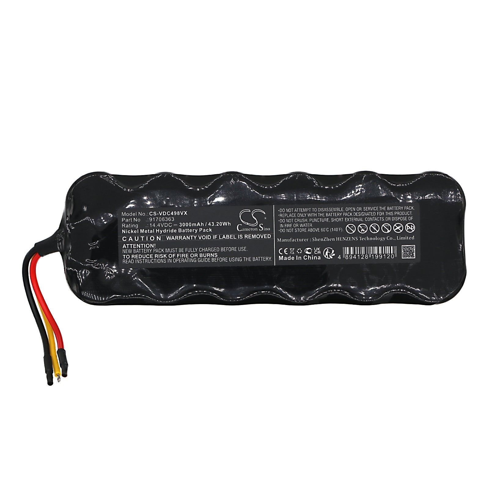 Ni-MH, Vacuum Battery fits Vileda M-h498, 14.4V, 3000mAh Vacuum Cameron Sino Technology Limited