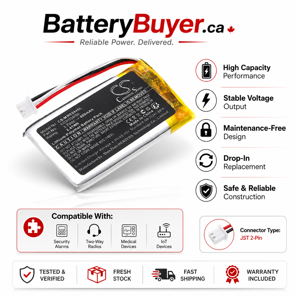 3.7V, Li-Polymer, 600mAh, Battery fits Babymoov A014301, A014303, 2.22Wh BabyPhone Cameron Sino Technology Limited