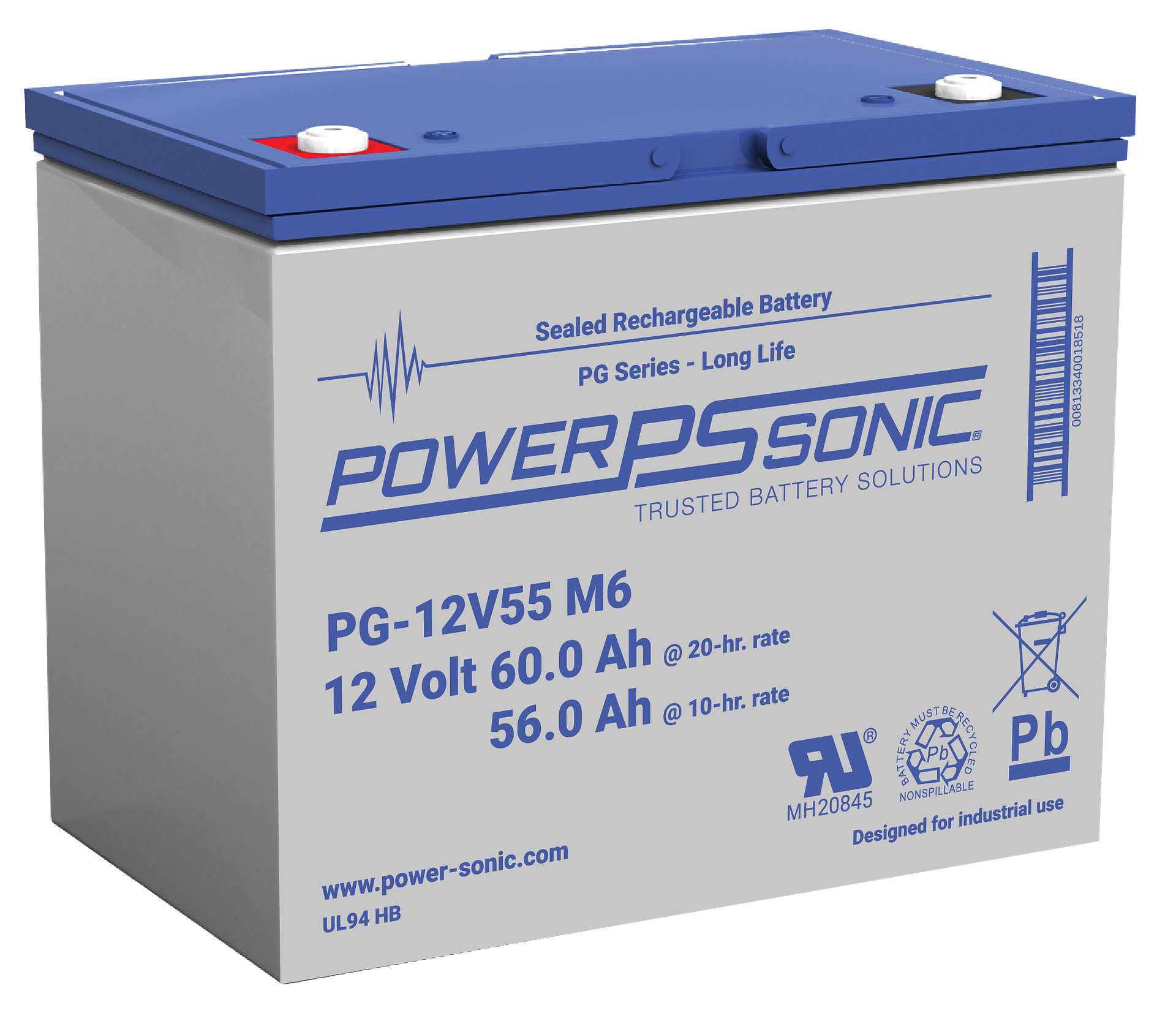 Power Sonic PG-12V55 FR Deep Cycle Vrla Battery Replaces 12V-55.00Ah Sealed Lead Acid Batteries Power Sonic