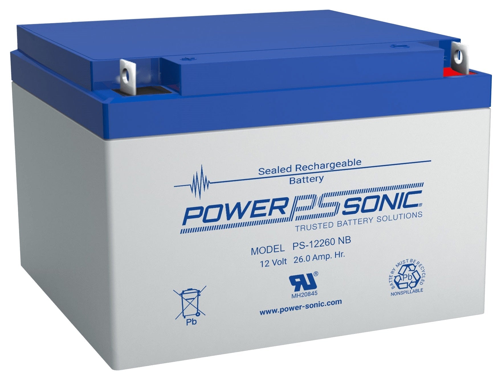 Power Sonic PS-12260 General Purpose Vrla Battery Replaces 12V-26.00Ah Sealed Lead Acid Batteries Power Sonic