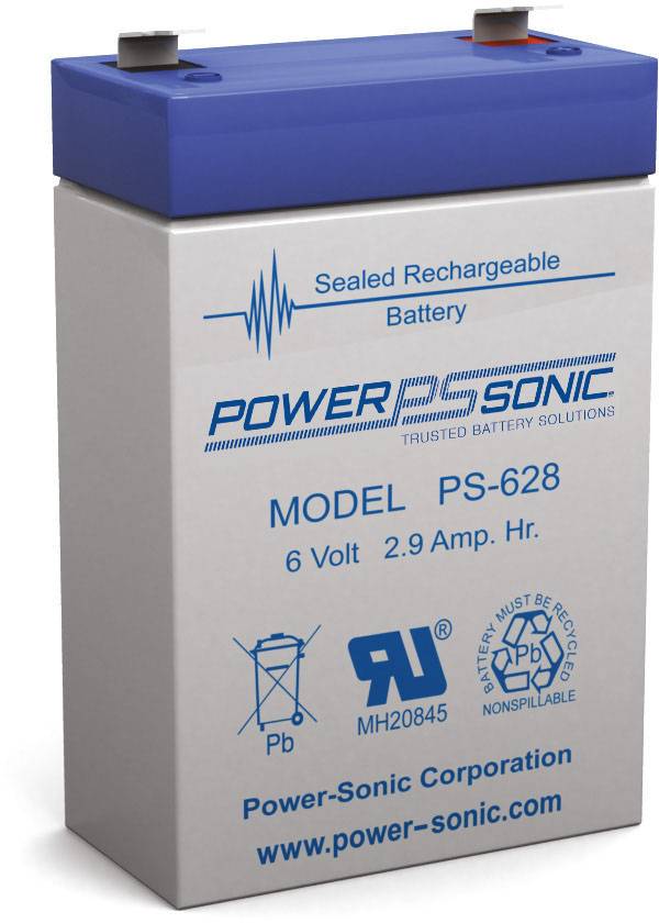 Power Sonic PS-628 General Purpose Vrla Battery Replaces 6V-2.90Ah Sealed Lead Acid Batteries Power Sonic