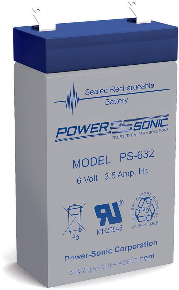 Power Sonic PS-632 General Purpose Vrla Battery Replaces 6V-3.50Ah Sealed Lead Acid Batteries Power Sonic