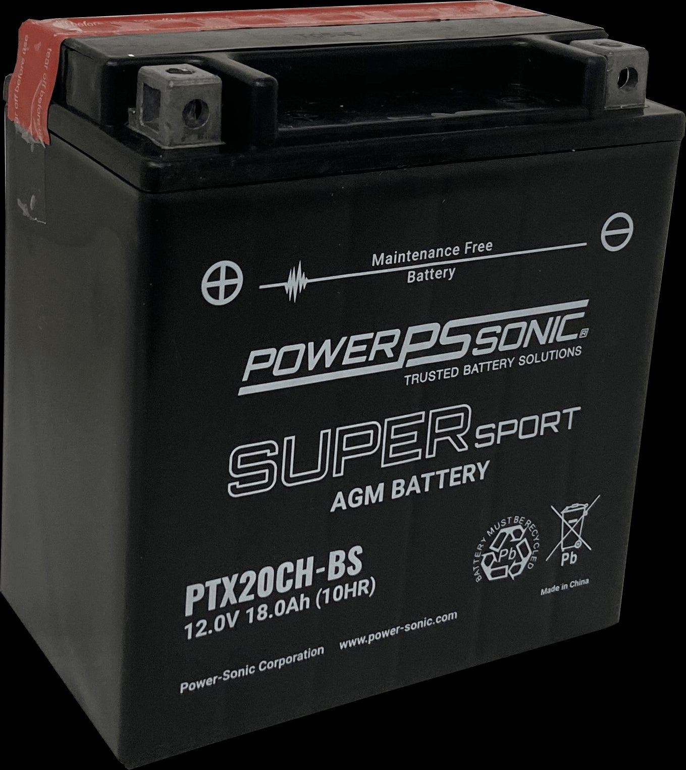 Power Sonic PTX20CH-BS 12V-18Ah-310 cca Powersports Battery Powersports Batteries Power Sonic