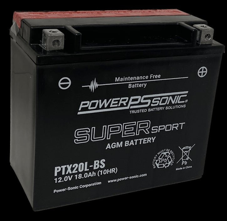 Power Sonic PTX20L-BS 12V-18Ah-375 cca Powersports Battery Powersports Batteries Power Sonic
