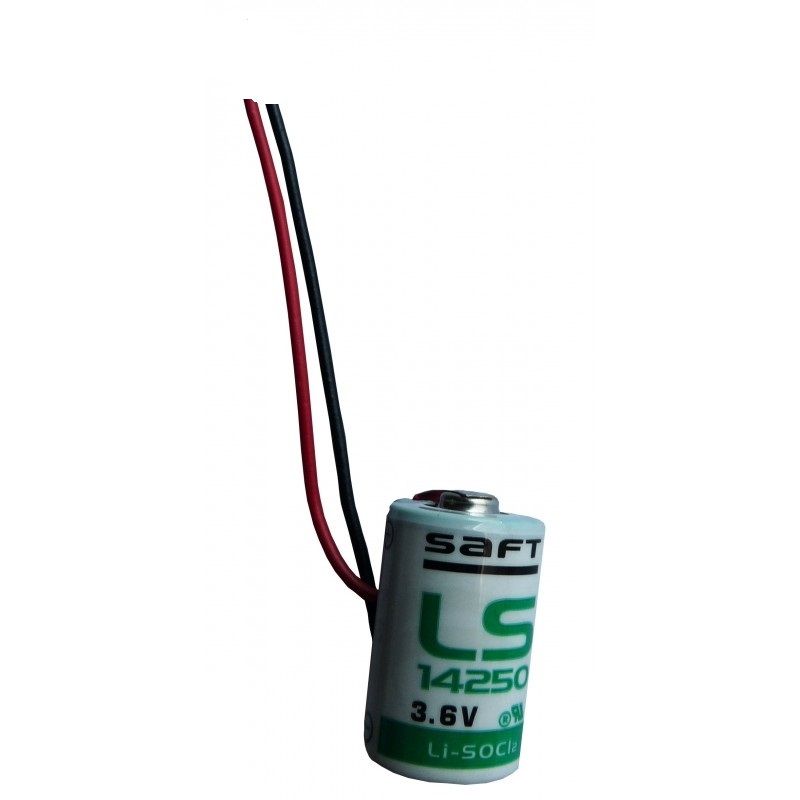 Saft LS14250 1/2 AA Size, 3.6V, 1.2Ah Li-SOCl Battery Saft and Tadiran Batteries Saft With 3 Inch leads