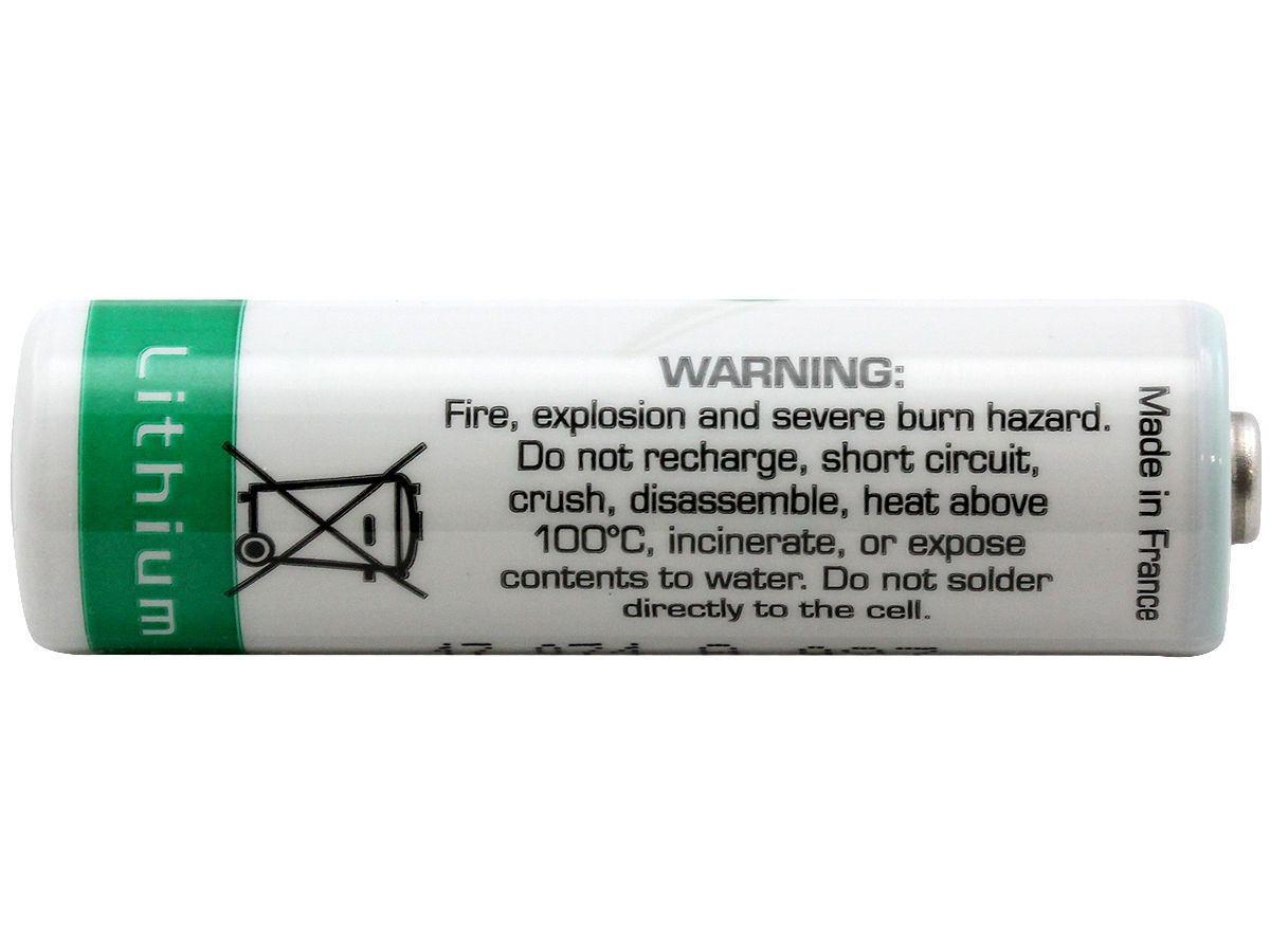 Saft LS14500 AA Size, 3.6V, 2.6Ah Li-SOCl Battery Saft and Tadiran Batteries Saft