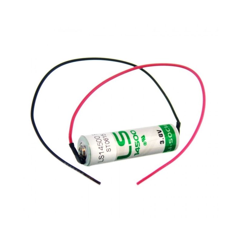 Saft LS14500 AA Size, 3.6V, 2.6Ah Li-SOCl Battery Saft and Tadiran Batteries Saft With 3 Inch leads