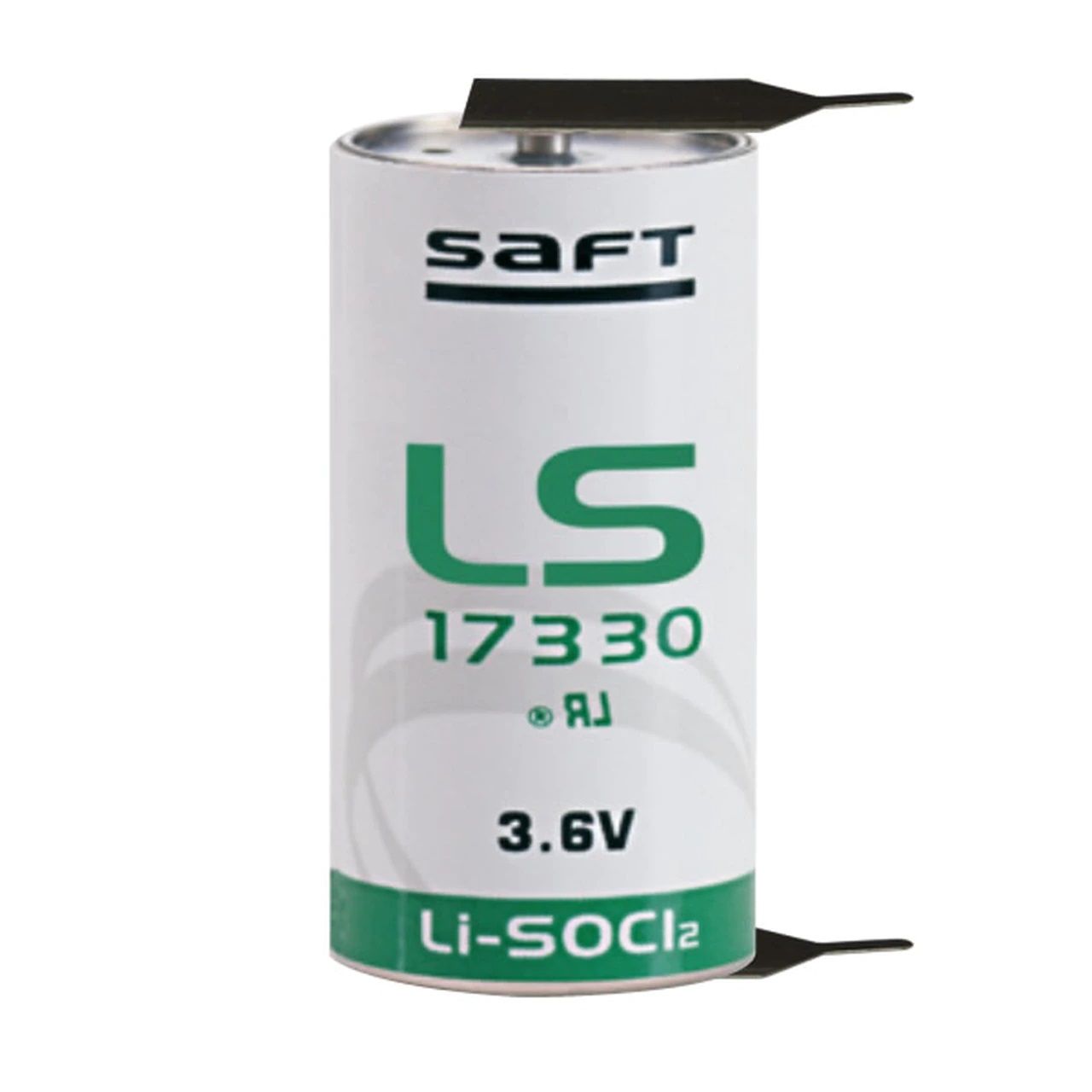 Saft LS17330 2/3A Size, 3.6V, 2.1Ah Li-SOCl Battery Saft and Tadiran Batteries Saft With PC Pins 1 Pin on +ve and 1 Pin on -ve