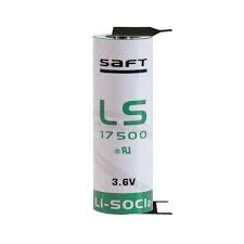Saft LS17500 A Size, 3.6V, 3.6Ah Li-SOCl Battery Saft and Tadiran Batteries Saft