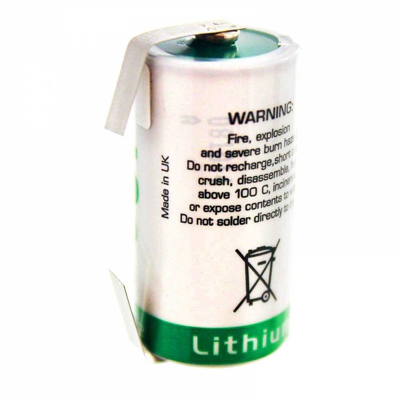 Saft LS26500 C Size, 3.6V, 7.7Ah Li-SOCl Battery Saft and Tadiran Batteries Saft With Solder Tabs