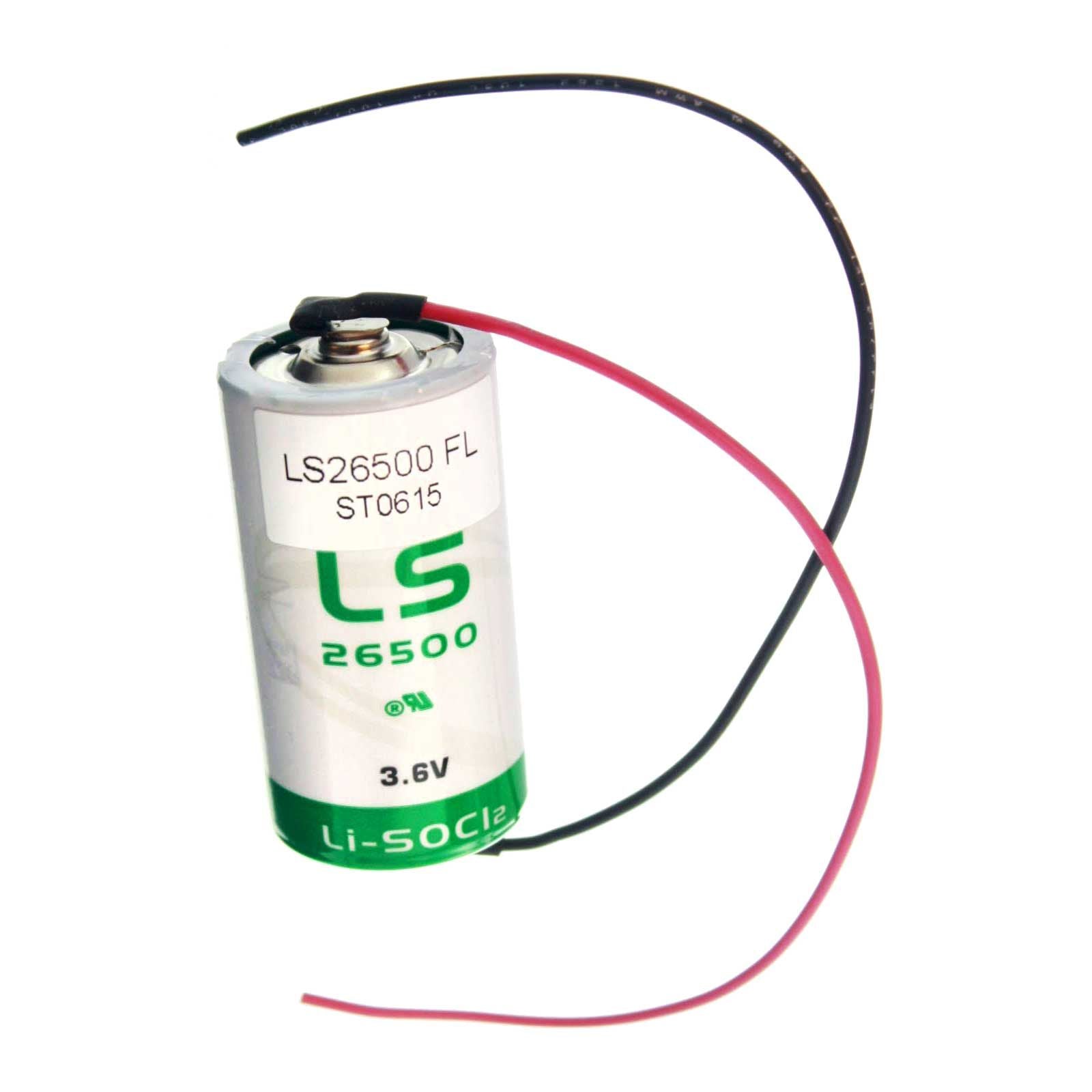 Saft LS26500 C Size, 3.6V, 7.7Ah Li-SOCl Battery Saft and Tadiran Batteries Saft With 3 Inch leads