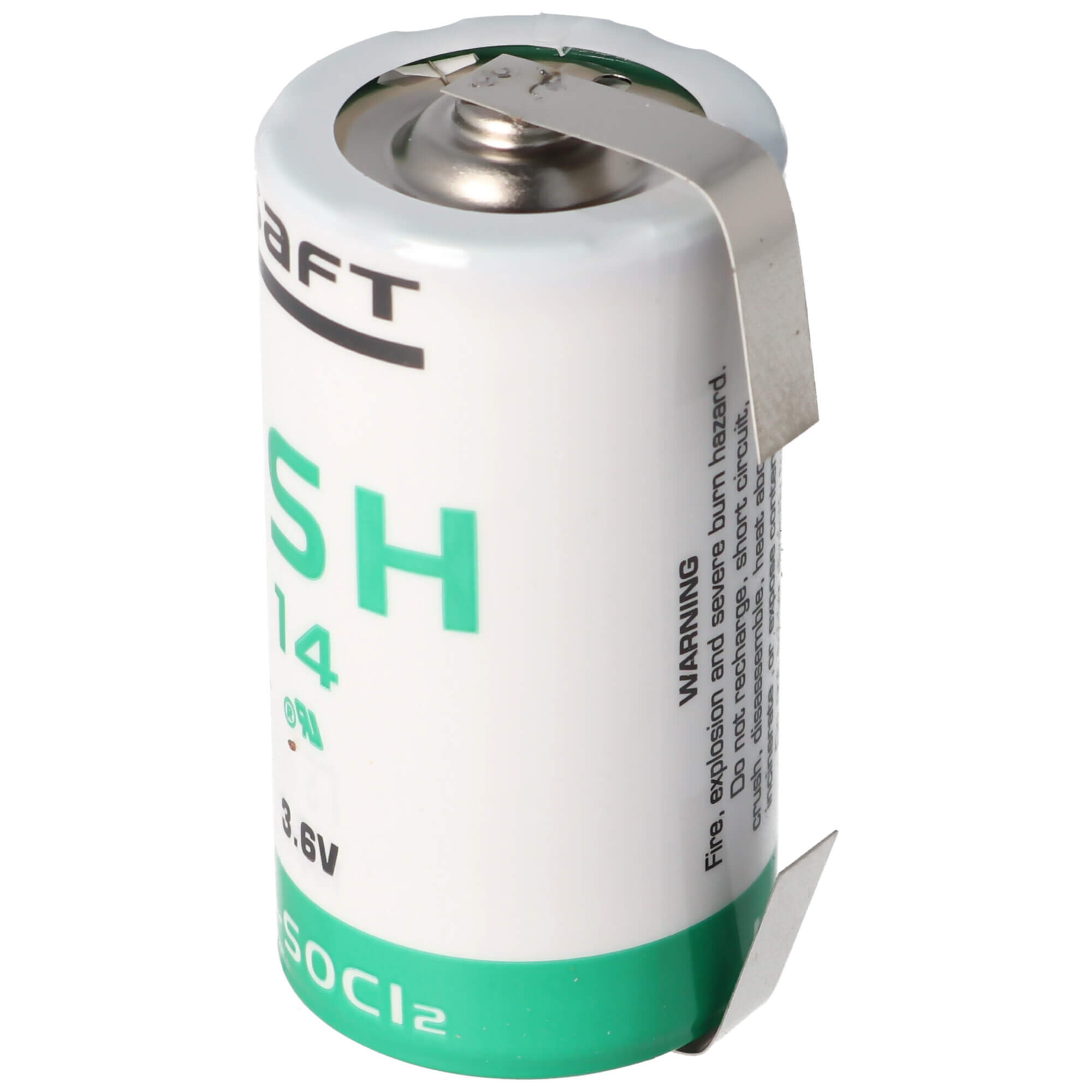 Saft LSH14 C Size, 3.6V, 5.8Ah Li-SOCl Battery Saft and Tadiran Batteries Saft With Solder Tabs