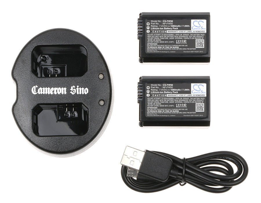 Sony Alpha Camera Battery Kit - 2 CS-FW50 Batteries, 1 DF-FW50UH Battery & USB Cable Cosmetic Mirror Cameron Sino Technology Limited